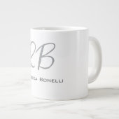 Grande Tasse Unique Monogramme gris blanc moderne (Devant droit)