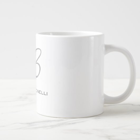 Grande Tasse Unique Monogramme gris blanc moderne (Droite)