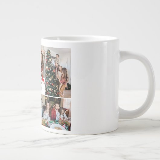 Grande Tasse Vacances de Noël Script Famille Photo Collage (Droite)