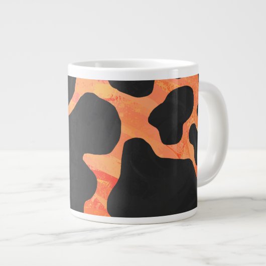 Grande Tasse Vache imprimée noir et orange (Devant droit)