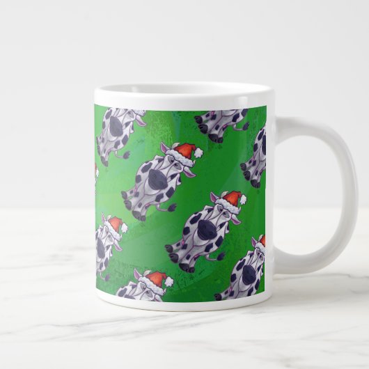 Grande Tasse Vache Noël sur vert (Droite)