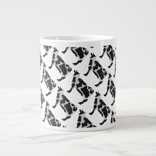 Grande Tasse Vache Noir et Blanc Silhouette (Devant)