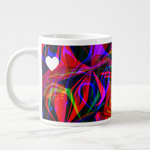 Grande Tasse Valentines Abstrait Psychédélique Coloré Rouge