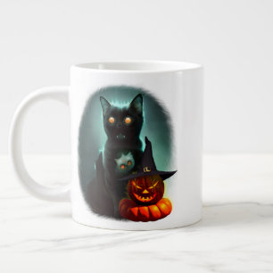 Grande Tasse Vampire Chat et Assistant Citrouille Halloween Sur