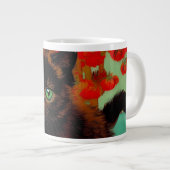 Grande Tasse Van Gogh Chat noir Fleurs rouges (Devant droit)