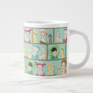 Grande Tasse Vases de la tête de la Vintage kitsch avec chats e
