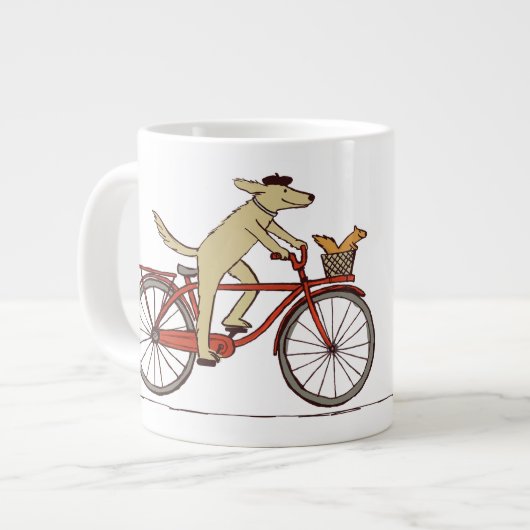 Grande Tasse Vélo d'équitation de chien avec écureuil - Art ani (Devant gauche)