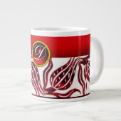 Grande Tasse VELVET DAMASK TULIPE MONOGRAMME Bordeaux Blanc (Devant droit)