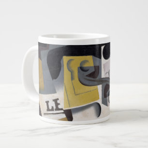 Grande Tasse Verre et journal, 1917 (huile sur contreplaqué)