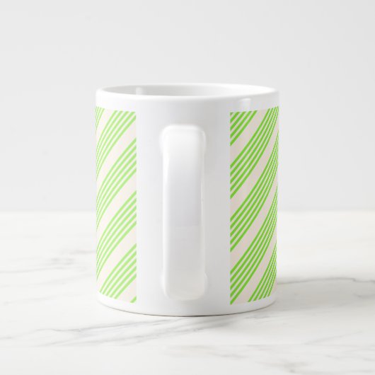 Grande Tasse Vert citron vert et beige cinq rayures motif (Dos)