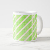 Grande Tasse Vert citron vert et beige cinq rayures motif (Devant droit)
