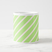 Grande Tasse Vert citron vert et beige cinq rayures motif (Devant)