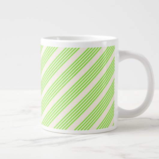 Grande Tasse Vert citron vert et beige cinq rayures motif (Droite)