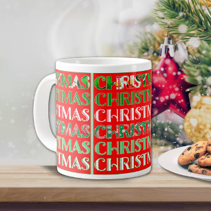 Grande Tasse Vert Rouge de Noël Festif