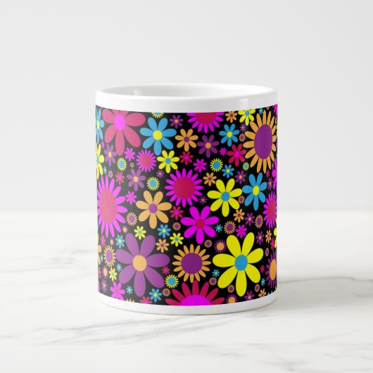 Grande Tasse Vibrant Psychedelic Flowers in Bloom-67566 (Devant)