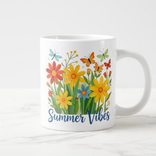 Grande Tasse Vibrations estivales Floral avec Papillons