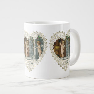 Grande Tasse Victorienne Saint-Valentin, Anges Vintages avec le