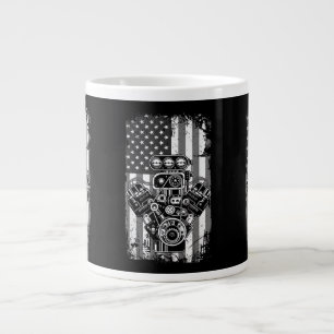 Grande Tasse Vieux Véhicule Musclé Piston Drapeau Américain Méc