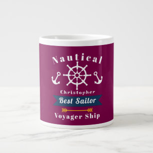 Grande Tasse Vin Nautique Meilleur marin Rouge