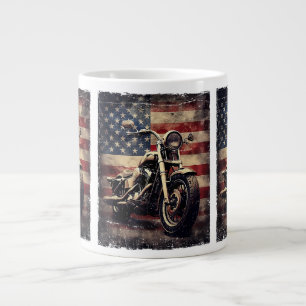 Grande Tasse Vintage Motorcycle USA Drapeau Retro Biker América