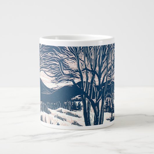 Grande Tasse Vintage Noël, Paysage de la montagne de neige d'hi (Devant)