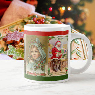 Grande Tasse Vintage Noël Père Noël sérieux boisson au café