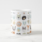 Grande Tasse Visages conviviaux | Portraits d'animaux mignons (Devant)