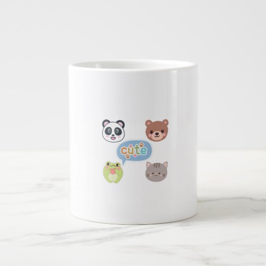 Grande Tasse Visages d'animaux Kawaii mignons | Conception de d (Devant)