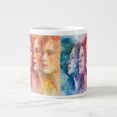 Grande Tasse Visages des femmes - Peinture aquarelle (Devant)