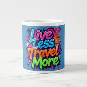 Grande Tasse Vivre moins voyager plus Néon Graffiti Citation de