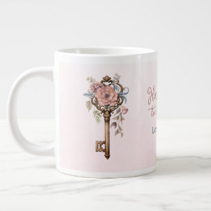 Grande Tasse Voici la clé de mon coeur rose