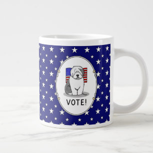 Grande Tasse Votez ! Vieux anglais Sheepdog Grey 1 mignon polit