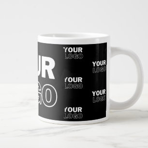 Grande Tasse Votre logo et arrière-plan Logo répétitif Noir