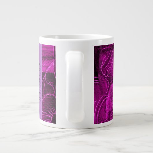Grande Tasse Votre Nom - Patchwork, Fleurs, Fils - Pink (Dos)