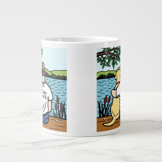Grande Tasse Vue jaune de Labrador et de lac dad (Devant)