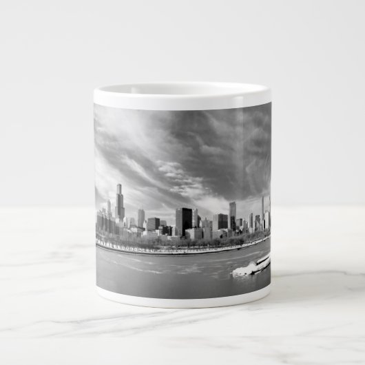Grande Tasse Vue panoramique d'horizon de Chicago en hiver (Devant)