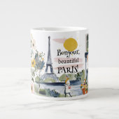 Grande Tasse Watercolor Bonjour Beautiful Paris (Devant)