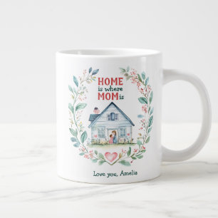 Grande Tasse Watercolor Home est l'endroit où Maman est personn