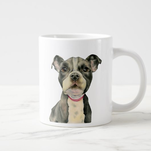 Grande Tasse Watercolor Pit Bull Terrier Chien chiot (Droite)