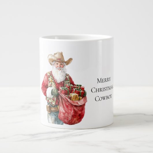 Grande Tasse Western Christmas Cowboy Père Noël (Devant)