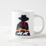 Grande Tasse Westworld | Homme en Silhouette du désert noir<br><div class="desc">Regardez ce portrait au pochoir de l'Homme en Noir,  avec les silhouettes de William et Dolores équitation à travers le désert ensemble.</div>