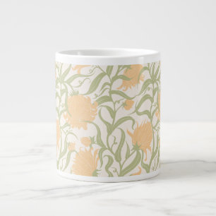 Grande Tasse Whimsical grandes fleurs brun vintage