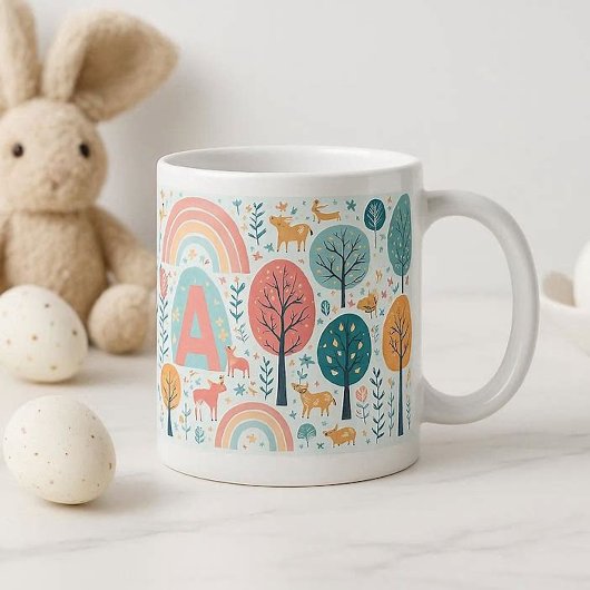 Grande Tasse Whimsical Woodland Trees Easter Spring Rainbow Art