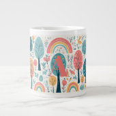 Grande Tasse Whimsical Woodland Trees Easter Spring Rainbow Art (Devant)