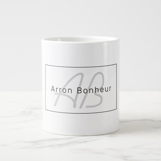 Grande Tasse White Grey et Black | Cool Name & Monogram (Devant)