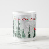 Grande Tasse Winter Pine Trees Christmas Red Cardinals (Devant)