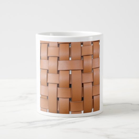 Grande Tasse Woven Basketweave Leather Artisan Geometric Textur (Devant)