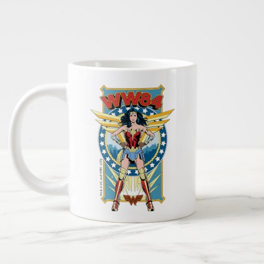 Grande Tasse WW84 | Retro Comic Wonder Woman Badge de caractère (Gauche)