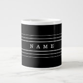 Grande Tasse Your Custom Text & Modern Stripes | Black & White (Devant)