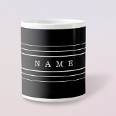Grande Tasse Your Custom Text & Modern Stripes | Black & White
